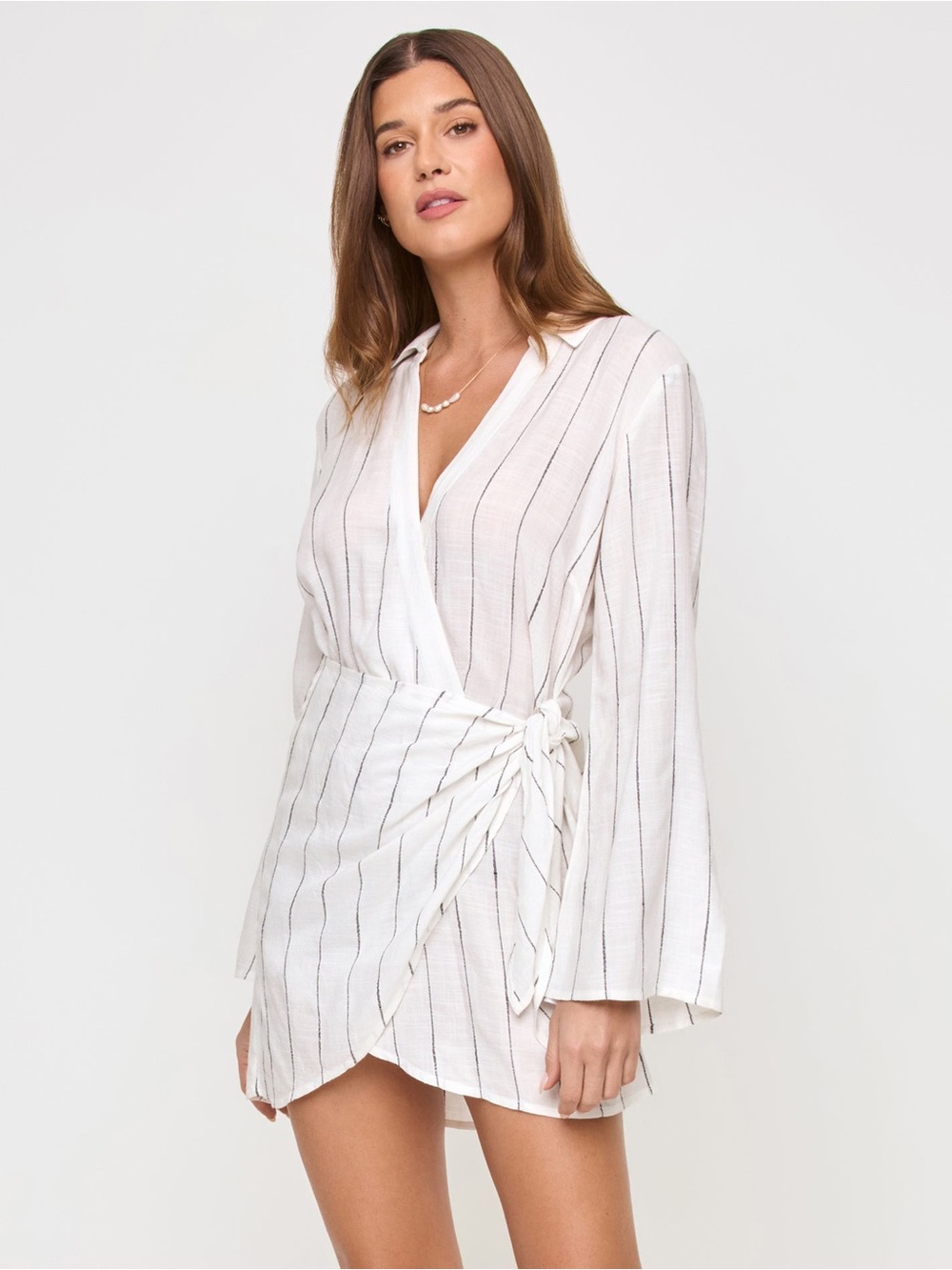 NWT. L*SPACE. Las Palmas Dress. Fine Line Stripe. Size Medium.